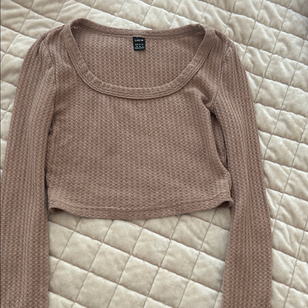 SHEIN Women's Brown Cropped Blouse